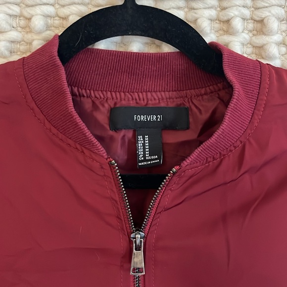 Forever 21 M Red Bomber Jacket - Picture 3 of 4